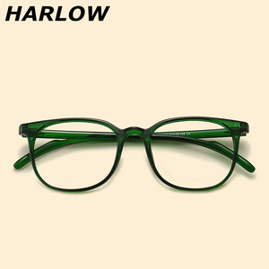 tr90绿色眼镜框女韩版潮复古绿适合长脸近视眼镜女深色超轻眼镜架