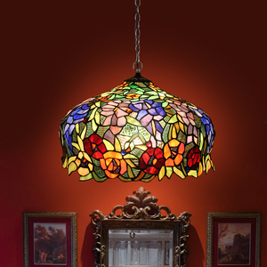 欧式酒吧咖啡馆彩色琉璃复古创意灯具艺术个性卧室客厅吊灯餐吊灯