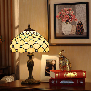 宜轩结婚礼品欧式现代简约卧室床头灯客厅书房时尚琉璃可调光台灯