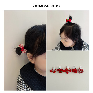【5对装】韩版宝宝头绳红色皮筋女孩扎头发高弹力新年发饰不伤发