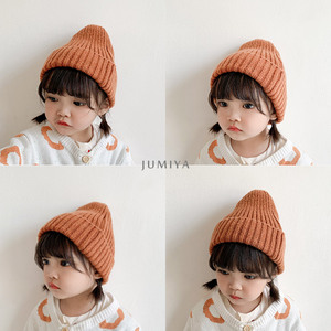 韩国女宝宝秋冬毛线帽ins纯色简约百搭儿童婴幼儿保暖针织帽子潮