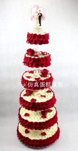 新款多层蛋糕模型仿真奶油玫瑰鲜花婚庆架子橱窗塑胶假蛋糕展示品