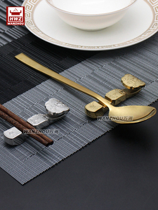小众设计 中式如意筷架家用304不锈钢筷子托勺托餐厅筷枕毛笔搁架
