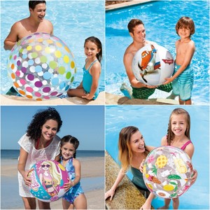 加厚充气鱼儿西瓜幼儿园沙滩球玩具环保大号透明圆点巴比公主水球