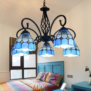 复古创意地中海风格灯餐厅卧室书房客厅铁艺简约绿色玻璃led吊灯