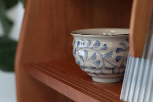 外贸出口日本 手工陶瓷餐具 日式碗 汤碗 面碗 米饭碗手绘唐草460