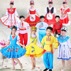 儿童演出服俄罗斯民族舞蹈服装外国服装欧洲宫廷服装公主裙女仆装