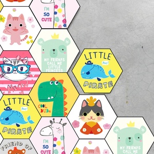 幼儿园儿童房DIY装饰卡通动物六边形地板贴卧室防水耐磨防滑垫