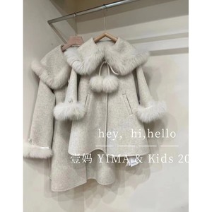 韩版童装女童毛呢外套冬装洋气儿童甜美气质宝宝毛毛翻领呢子大衣