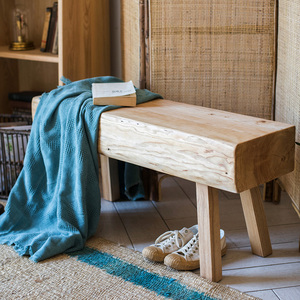 掬涵实木原木长凳板凳餐椅松木乌金木设计师家具原色北欧艺术