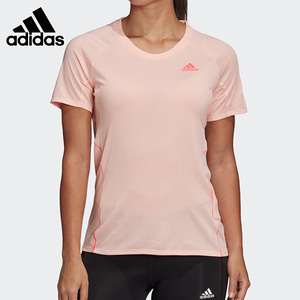 阿迪达斯T恤女短袖2022夏季新款粉色跑步健身衣训练运动服FT6451