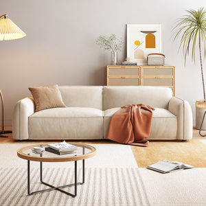 日式复古羽绒布艺沙发猫爪布北欧现代简约二三人小户型客厅整装