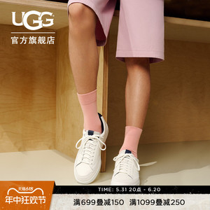 UGG春季男士纯色单鞋平底系带轻盈舒适白鞋运动时尚休闲鞋1108959