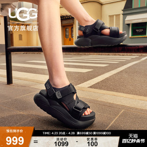 UGG夏季新款女士休闲舒适厚底露趾时尚魔术贴设计凉鞋 1152688