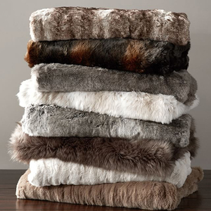 美式仿皮草加厚毛绒毯子双人沙发盖毯加绒欧式样板房秋冬床尾毯