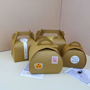 加厚手提西点盒 蛋糕盒子 一次性食品包装牛卡纸慕斯切块打包纸盒