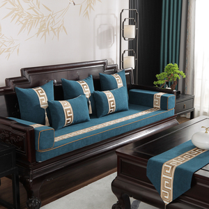 新中式加厚海绵红木沙发垫布艺坐垫实木椅罗汉床座垫沙发套罩定制