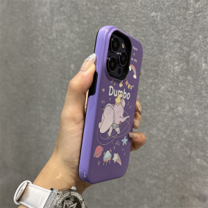 得乐适用苹果15手机壳卡通紫底小飞象iphone15promax菲林二合一14pro防摔13保护套12高级感14新款11不会撞壳