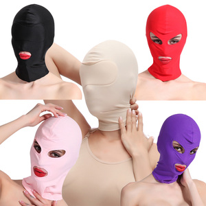 黑色头套全脸面具情调面罩遮脸成人性感女男蒙面露嘴面纱伪娘头罩