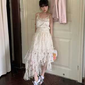 日本代购sly小众蕾丝镂空不规则半身裙女春夏新款设计感气质裙子
