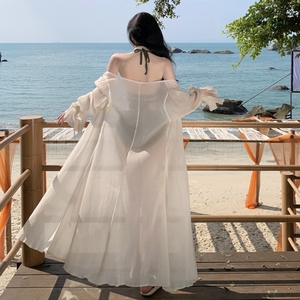 法式超仙巴厘岛三亚海边度假性感纯欲风比基尼雪纺防晒开衫外套女