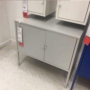 大连宜家IKEA利克胡柜子钢制收纳柜 文件 铁皮 床头柜 灰色