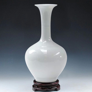 景德镇陶瓷器 颜色釉冰裂纹白色花瓶现代时尚 工艺品 家居摆设件