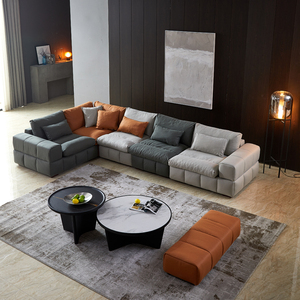 北欧布艺沙发组合现代简约公寓轻奢意式转角三人四人位乳胶沙发
