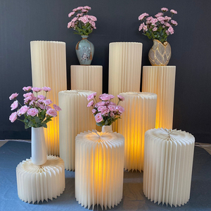 婚庆折叠圆柱甜品台柱子折纸罗马柱摆件圆形橱窗装饰生日蛋糕架子