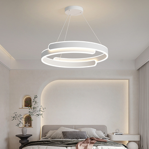 极简LED餐厅灯现代简约轻奢卧室主灯北欧大气创意个性圆形餐吊灯