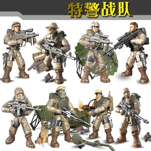兼容乐高拼装军事小人仔积木摩托飞虎队二战士兵特种军人模型玩具