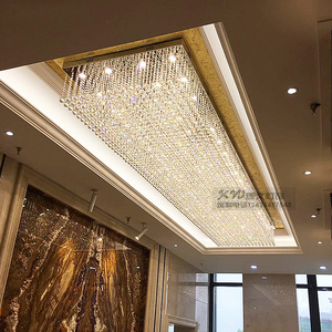 豪华吊灯现代水晶灯走廊长方形吸顶灯别墅客厅酒店会所大堂前台灯