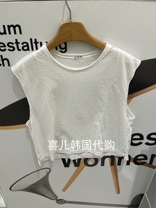 KARE韩国代购东大门2024夏季新休闲时尚百搭纯色圆领坎肩T恤女