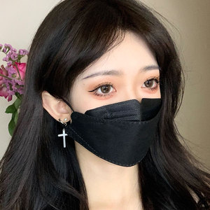 一次性黑色口罩3d立体可爱显脸小女潮韩版防护纯色高颜值瘦脸鱼嘴