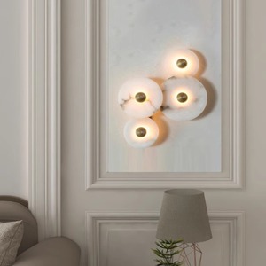 西班牙天然云石客厅壁灯意式轻奢创意现代极简设计师卧室床头壁灯