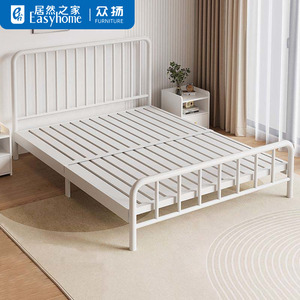 众扬铁艺床双人床家用不锈钢床现代简约出租房双人床加厚铁架床