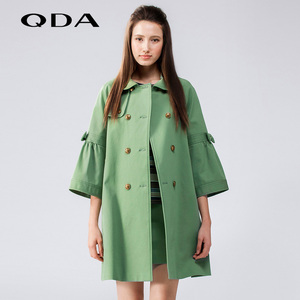 QDA时尚宽松双排扣七分袖外套 女装专柜正品 2…