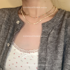 FatdingLittleboy 韩国高级感贝壳珠项链 小众设计串珠叠戴锁骨链