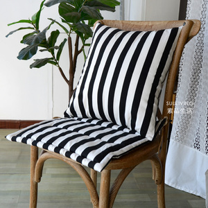 简约现代黑白色条纹枕套靠垫套靠包套靠枕套座垫坐垫椅垫装饰布艺