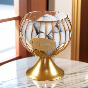 咖啡胶囊收纳筐圣女杯创意大容量金色不锈水果糖果储放烤漆大号篮