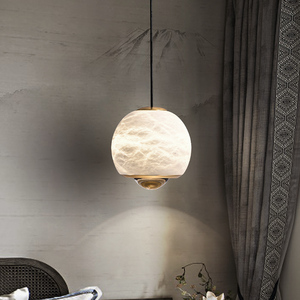 西班牙云石卧室床头吊灯 现代全铜美式复古新中式餐厅吧台小吊灯
