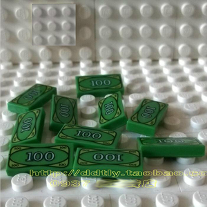 LEGO 乐高 人仔 配件 零件 100美元  3069bpx7  绿色 dollar 美金