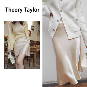 Theory Taylor光泽感缎面短裙女高级感别致漂亮a字半裙垂感包臀夏