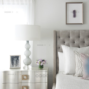 美式客厅台灯轻奢时尚琉璃北欧灰色现代简约个性书房卧室床头柜灯