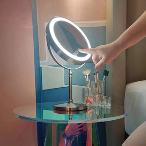 led双面镜子10倍放大化妆镜升降台式桌面带灯十倍黑头梳妆金属镜
