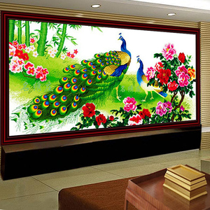 十字绣线新款孔雀大幅中式客厅前程似锦风光旖旎动物牡丹花开富贵
