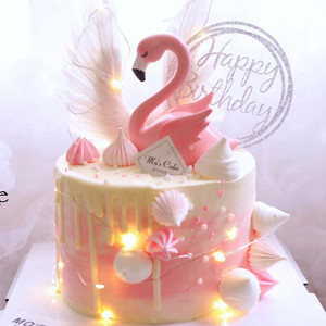 生日烘焙蛋糕装饰天鹅火烈鸟摆件 七夕情人节爱情结婚纪念日玩偶