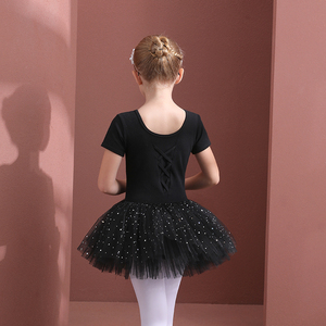 儿童舞蹈服春秋长袖黑色纯棉女童练功服考级中国舞幼儿芭蕾舞纱裙