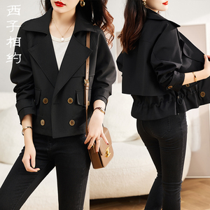 小个子风衣女2023年新款春秋季黑色高级感今年流行韩式短款外套潮