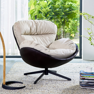 北欧设计师休闲沙发椅皮艺简约现代旋转客厅阳台蜗牛单人沙发躺椅